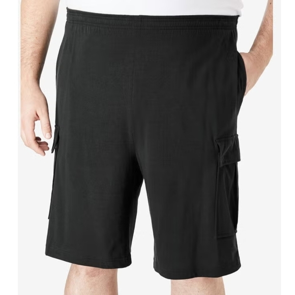 King Size Men's Knit Black Cargo Shorts Size 5XLT - Picture 1 of 12